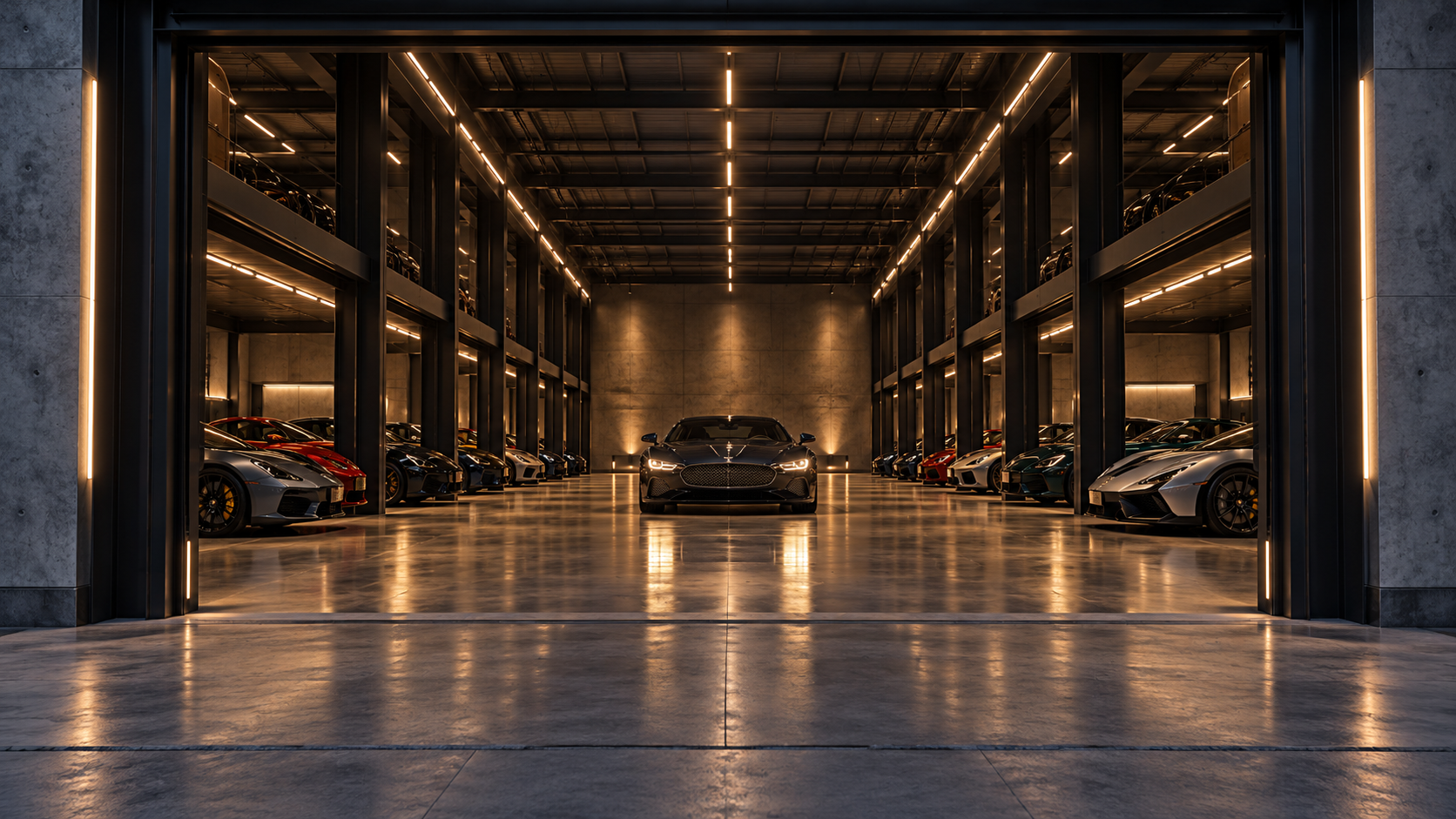 Conceptual luxury vehicle storage facility